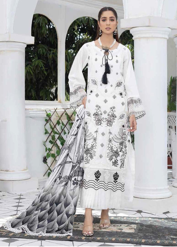 Aafreen By Riaz Arts Embroidered Lawn Suits Unstitched 3 Piece RA22BW 04 - Black & White Collection