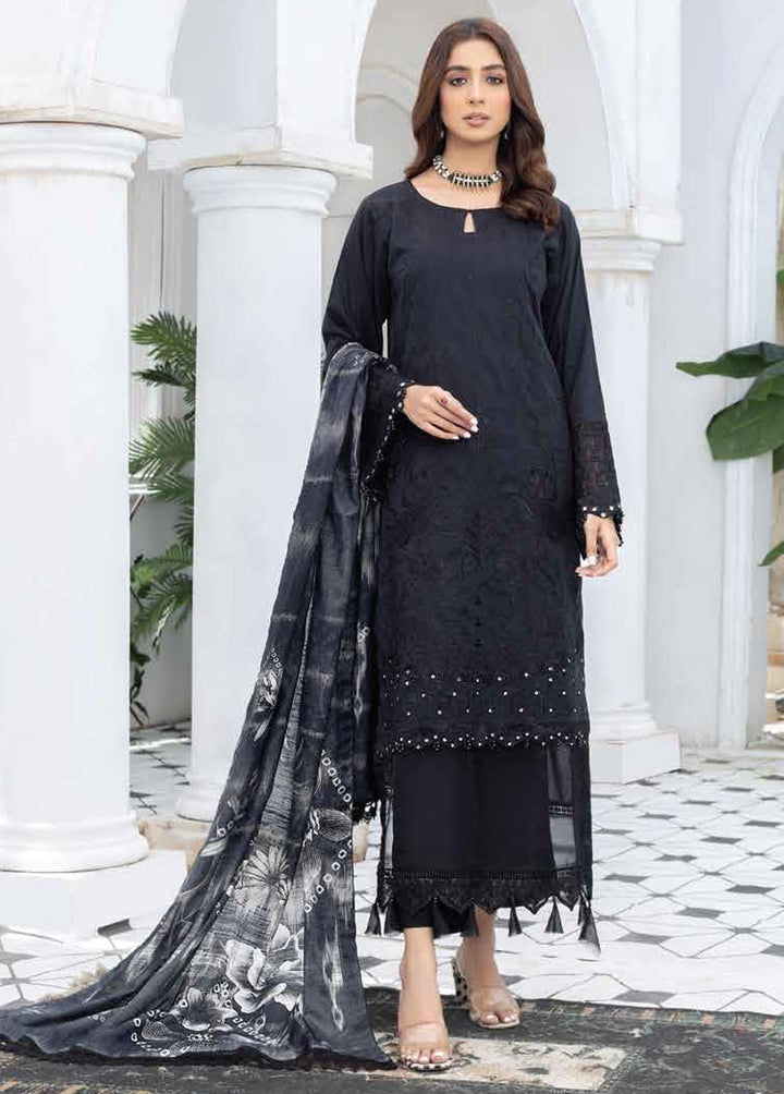 Aafreen By Riaz Arts Embroidered Lawn Suits Unstitched 3 Piece RA22BW 05 - Black & White Collection