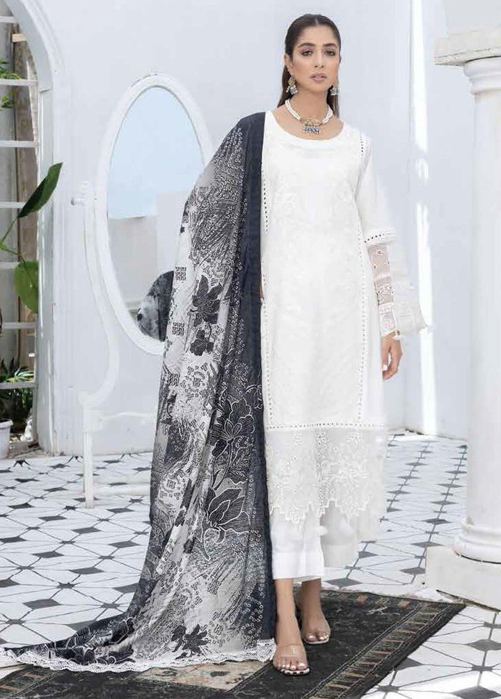 Aafreen By Riaz Arts Embroidered Lawn Suits Unstitched 3 Piece RA22BW 06 - Black & White Collection