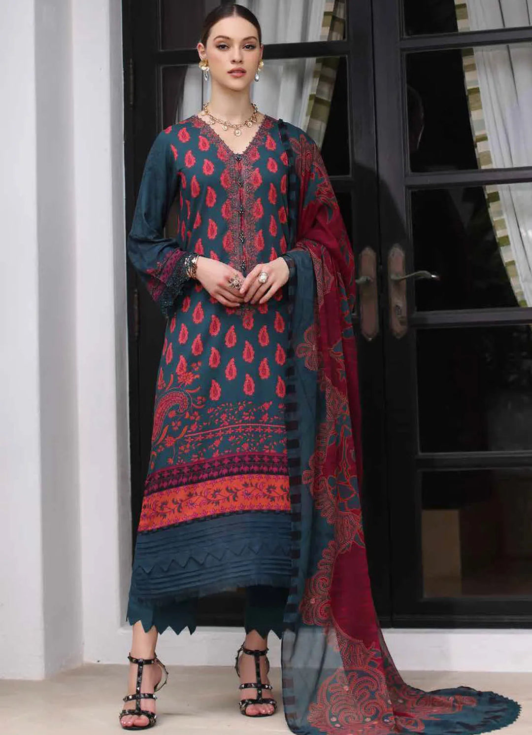 Aafreen by Riaz Arts Chikankari Viscose Suit Unstitched 3 Piece RA24AV AF-132 - Winter Collection