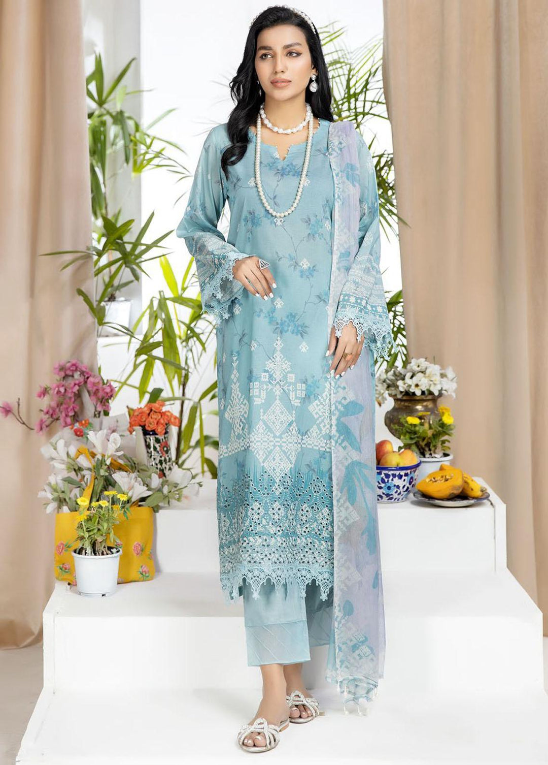 Aafreen By Riaz Arts Embroidered Chikankari Suits Unstitched 3 Piece RA23CK AF-42 - Summer Collection