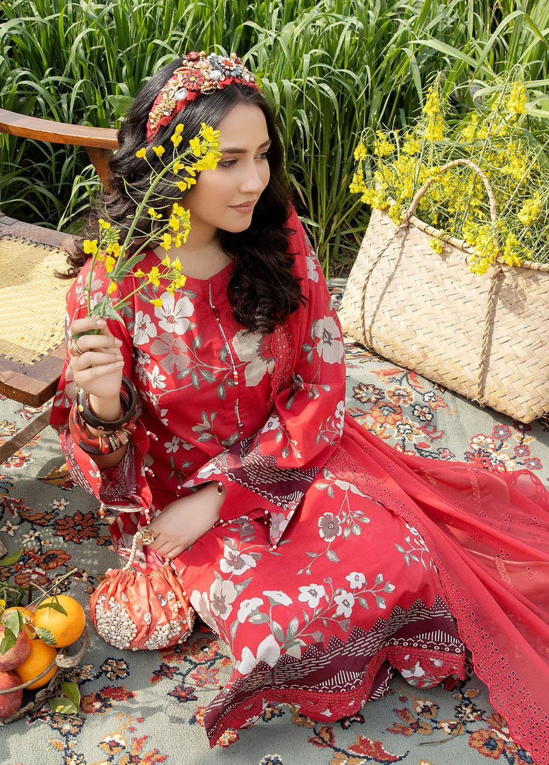 Aafreen By Riaz Arts Embroidered Lawn Suits Unstitched 3 Piece RA23A-V4 AF-34 - Summer Collection