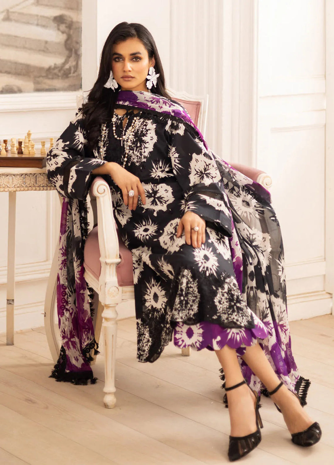 Aafreen by Riaz Arts Embroidered Lawn Suits Unstitched 3 Piece RA25EL AF-186 - Summer Collection