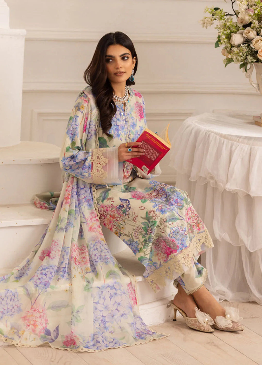 Aafreen by Riaz Arts Embroidered Lawn Suits Unstitched 3 Piece RA25EL AF-192 - Summer Collection