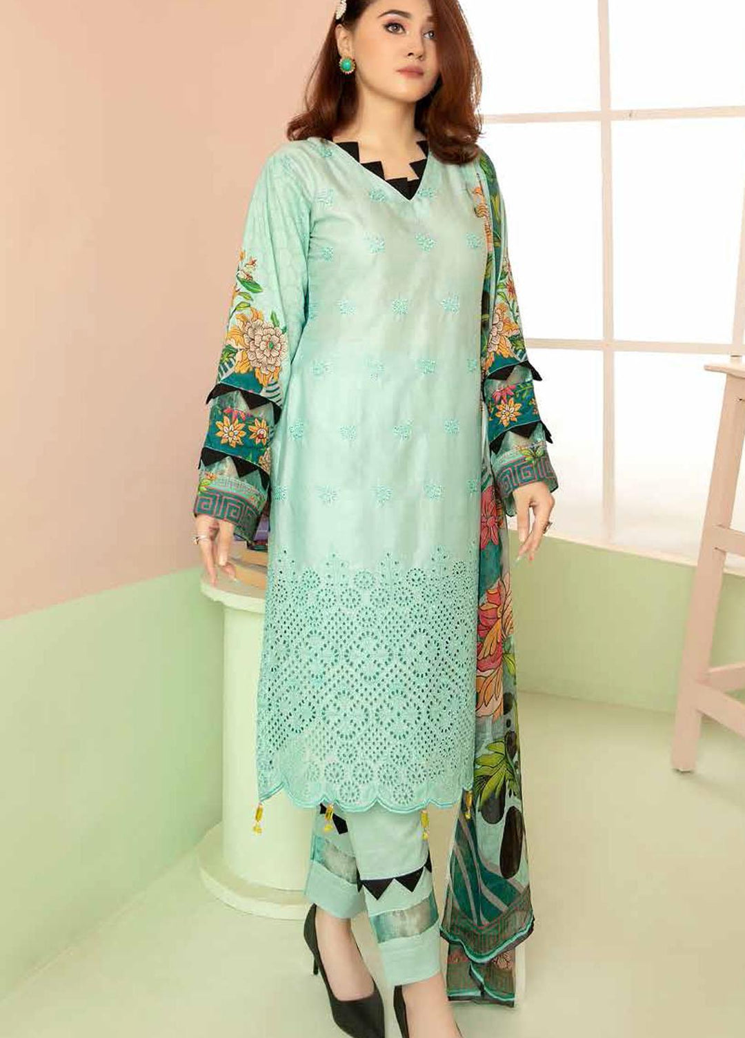 Aafreen By Riaz Arts Embroidered Lawn Suits Unstitched 3 Piece RA21-AF8 74 - Summer Collection