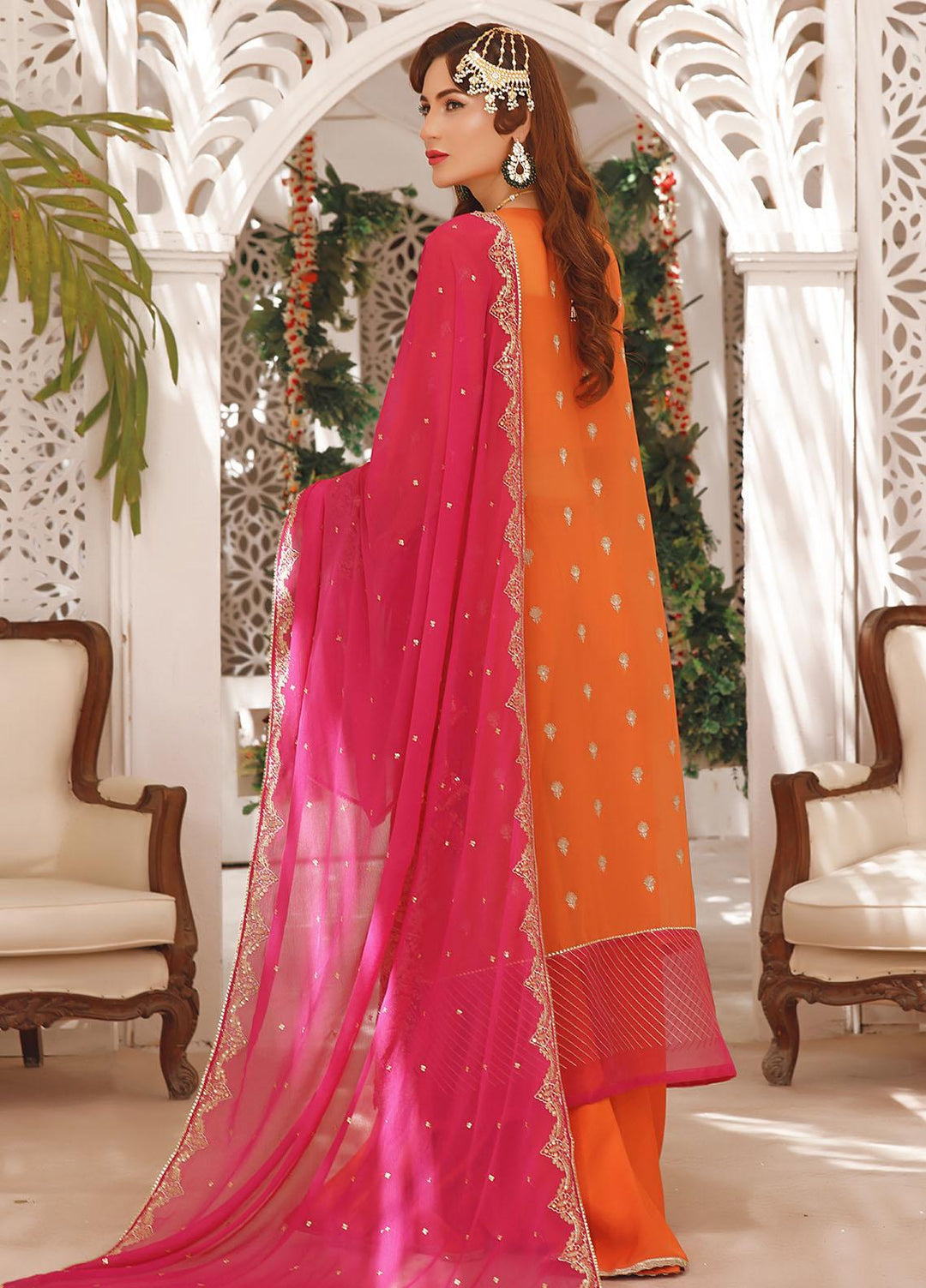 Aaina By Awwal Embroidered Chiffon Suits Unstitched 3 Piece AW23A D-02 Tarzz - Luxury Collection