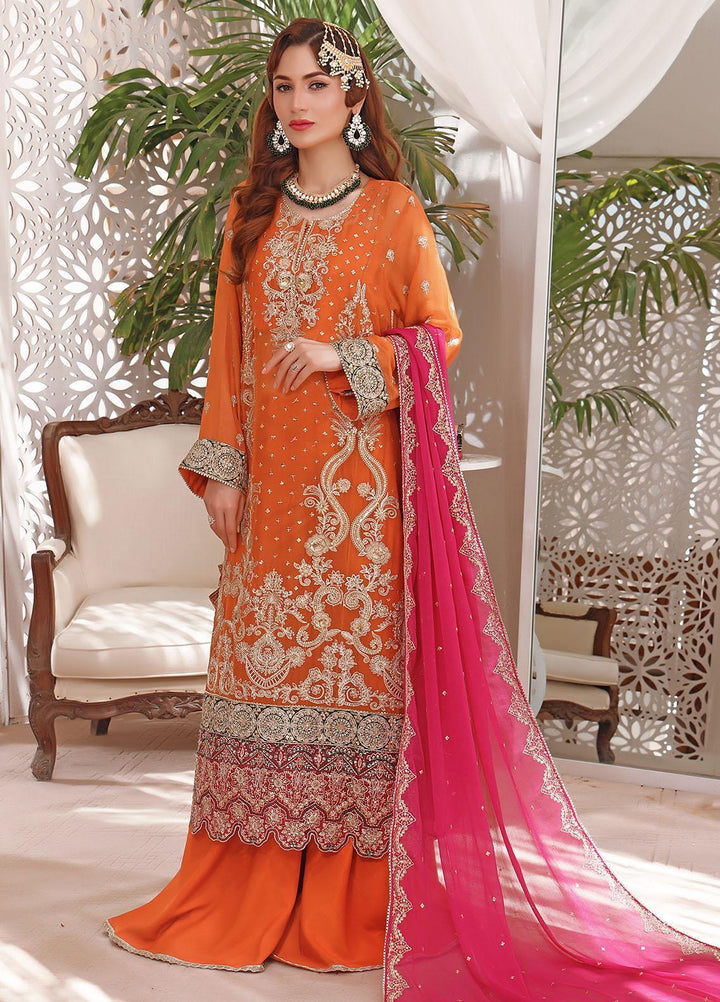 Aaina By Awwal Embroidered Chiffon Suits Unstitched 3 Piece AW23A D-02 Tarzz - Luxury Collection