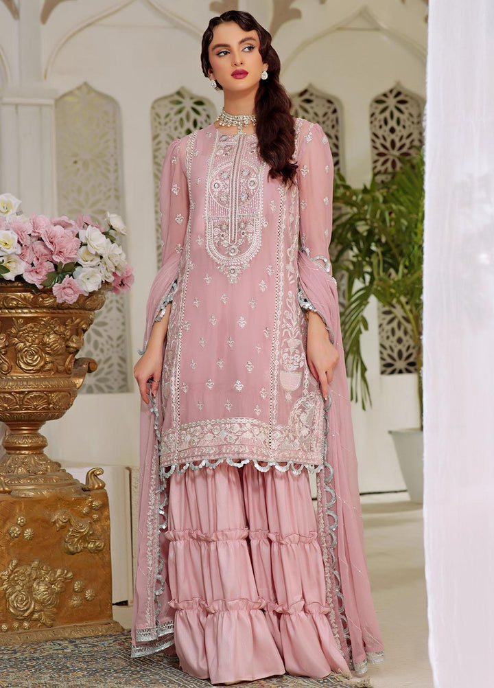 Aaina By Awwal Embroidered Chiffon Suits Unstitched 3 Piece AW23A D-03 Nuri - Luxury Collection