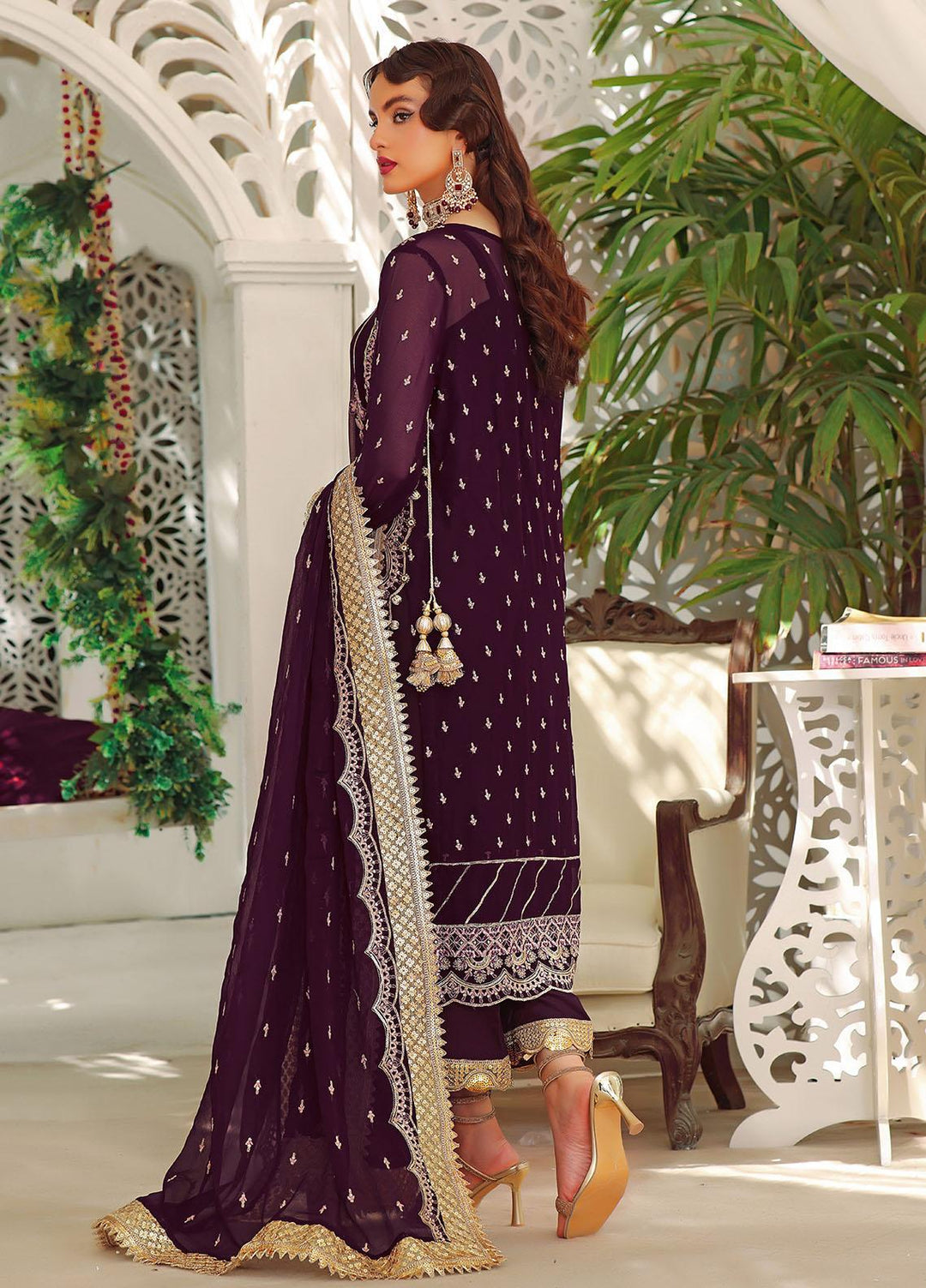 Aaina By Awwal Embroidered Chiffon Suits Unstitched 3 Piece AW23A D-04 Dilaab - Luxury Collection