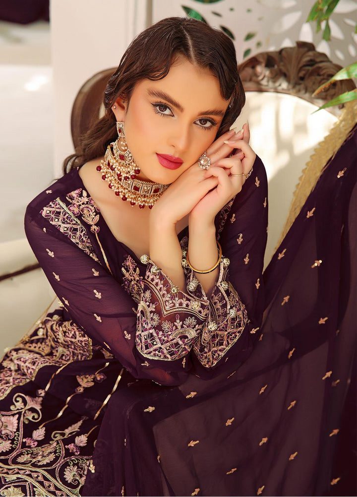 Aaina By Awwal Embroidered Chiffon Suits Unstitched 3 Piece AW23A D-04 Dilaab - Luxury Collection