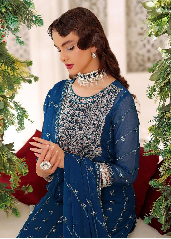 Aaina By Awwal Embroidered Chiffon Suits Unstitched 3 Piece AW23A D-06 Gauhar - Luxury Collection