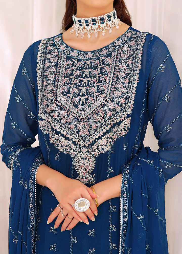 Aaina By Awwal Embroidered Chiffon Suits Unstitched 3 Piece AW23A D-06 Gauhar - Luxury Collection