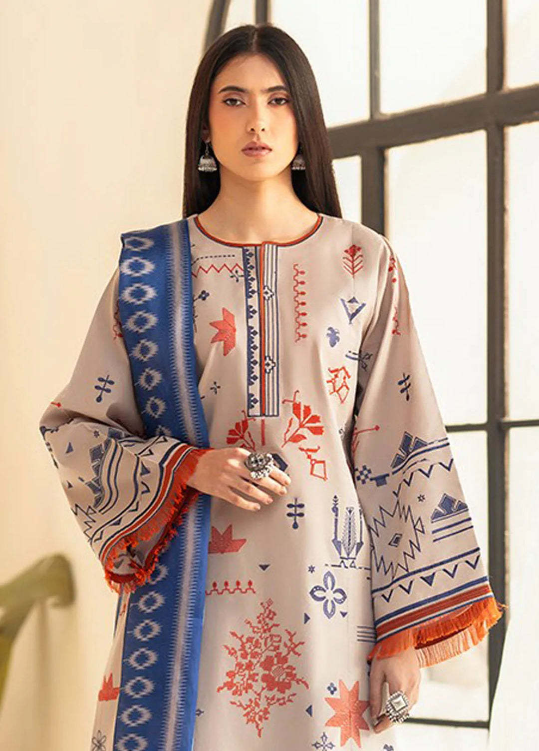 Aaina by Bin Ilyas Embroidered Lawn Suit Unstitched 3 Piece BI25AL 81 B - Summer Collection