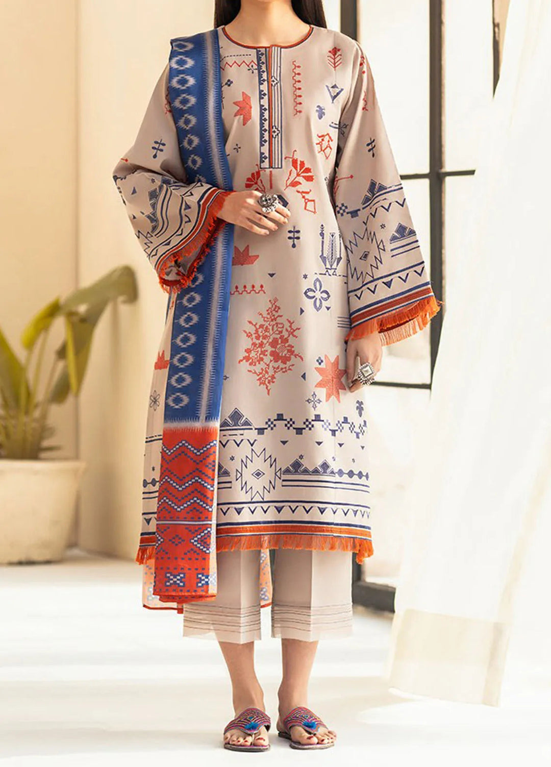 Aaina by Bin Ilyas Embroidered Lawn Suit Unstitched 3 Piece BI25AL 81 B - Summer Collection