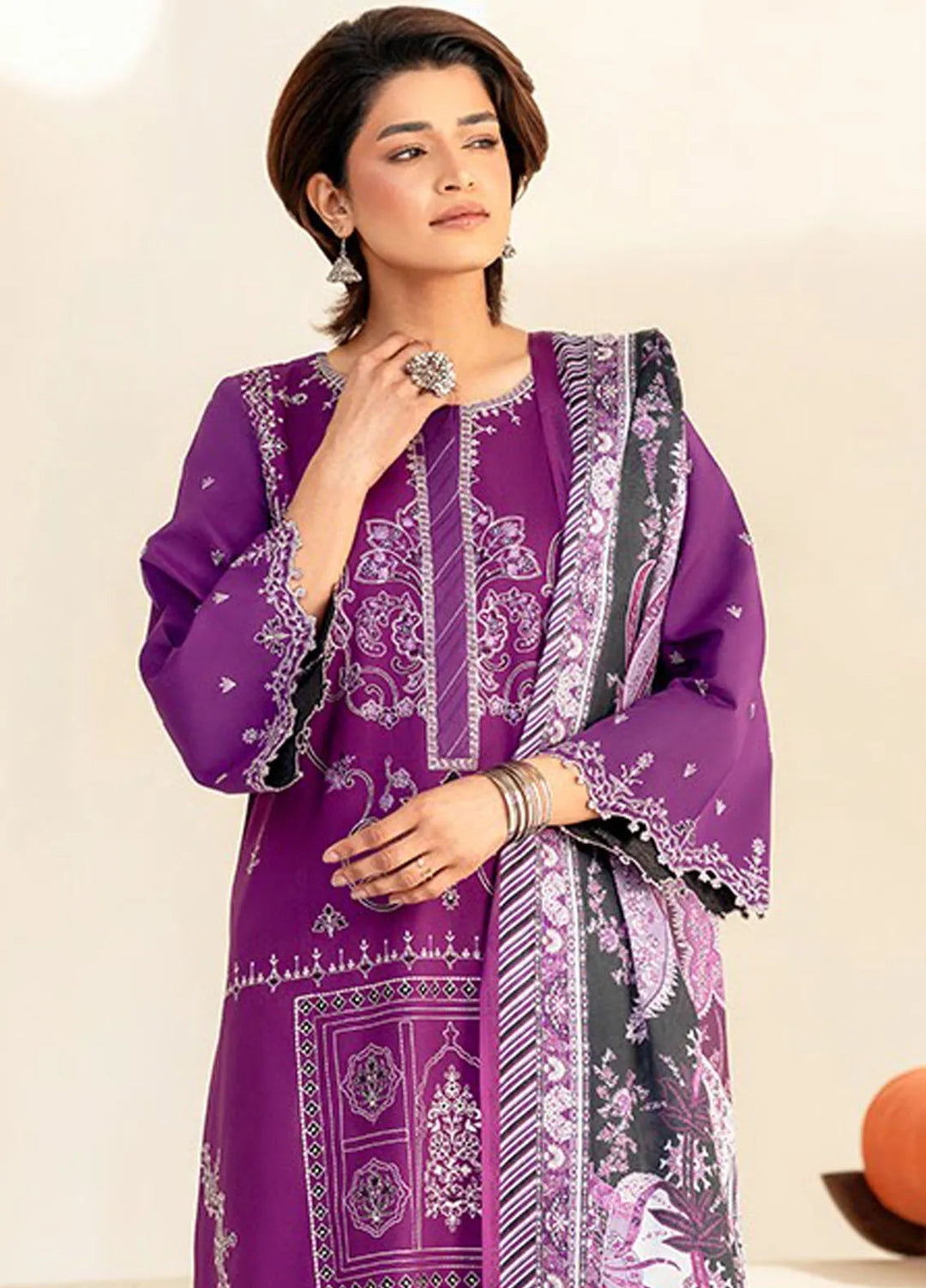 Aaina by Bin Ilyas Embroidered Lawn Suit Unstitched 3 Piece BI25AL 85 A - Summer Collection