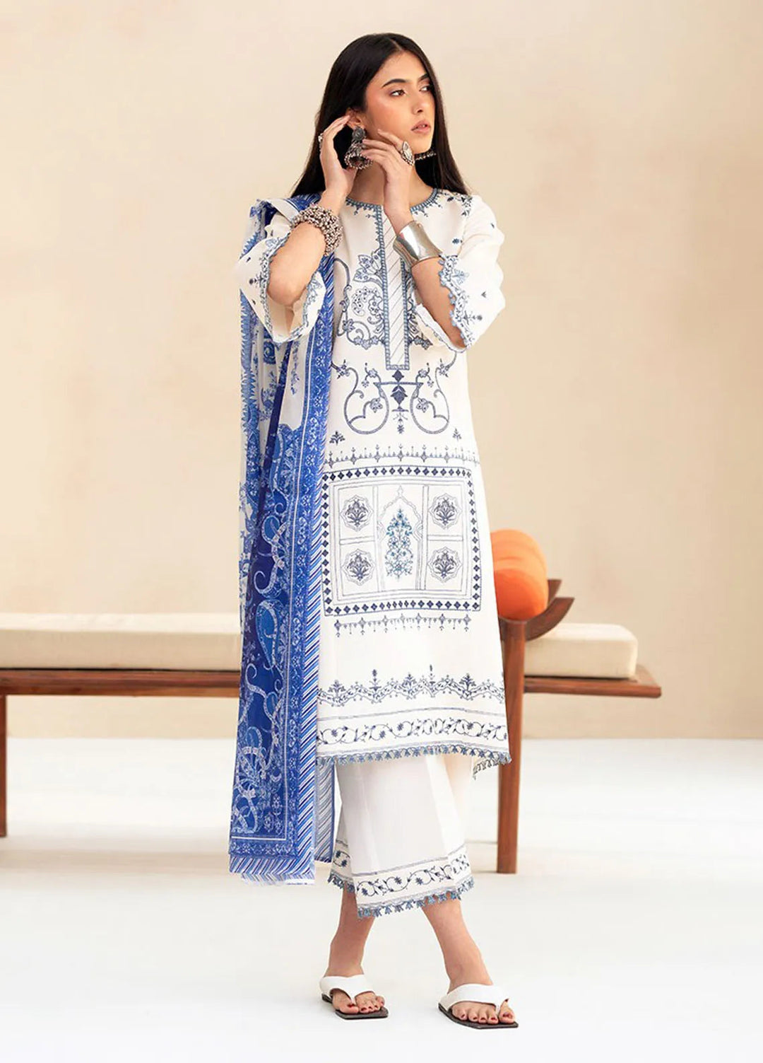 Aaina by Bin Ilyas Embroidered Lawn Suit Unstitched 3 Piece BI25AL 85 B - Summer Collection