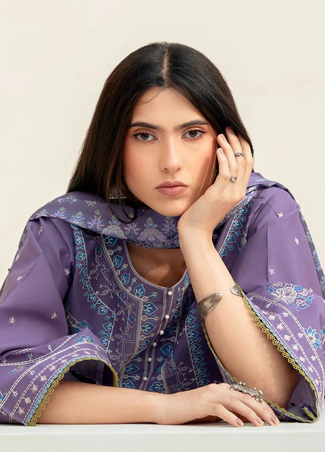 Aaina by Bin Ilyas Embroidered Lawn Suit Unstitched 3 Piece BI25AL 87 B - Summer Collection