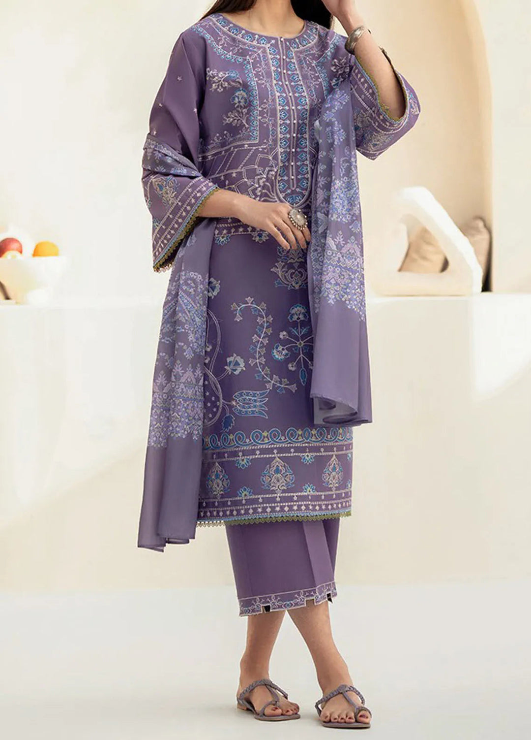 Aaina by Bin Ilyas Embroidered Lawn Suit Unstitched 3 Piece BI25AL 87 B - Summer Collection