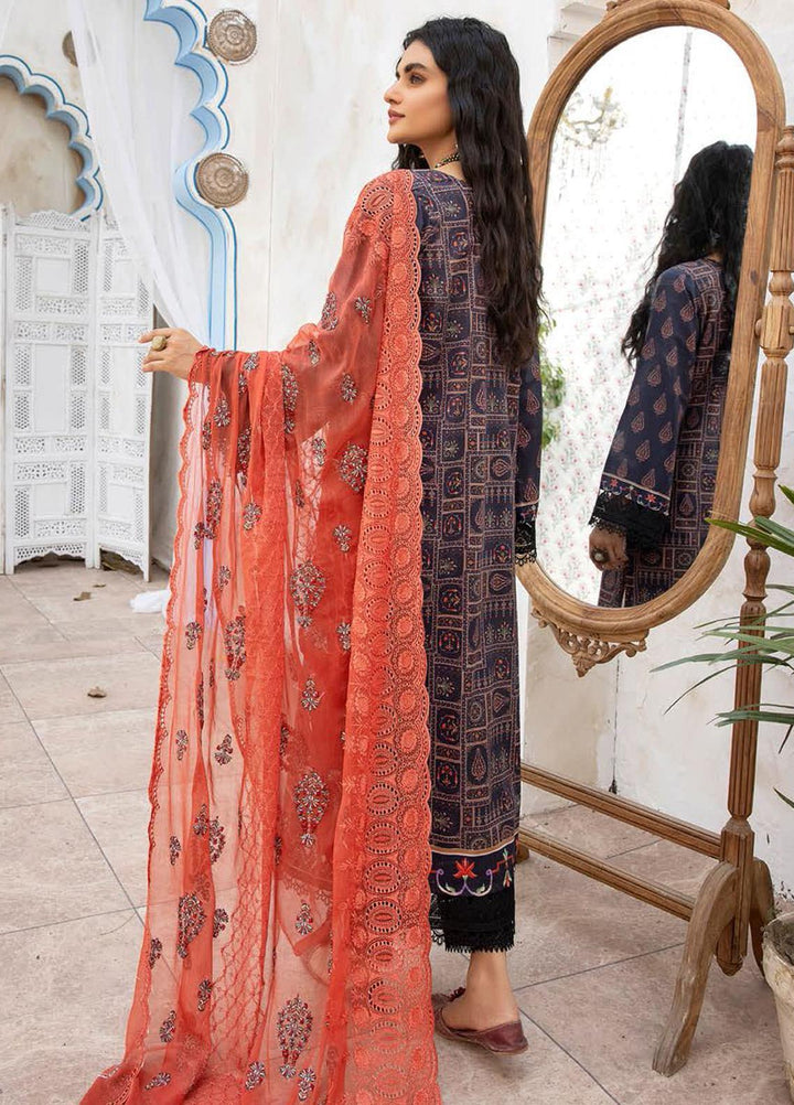 Aalaya Printed Lawn Suits Unstitched 3 Piece ALY22PL D-09 - Premium Collection