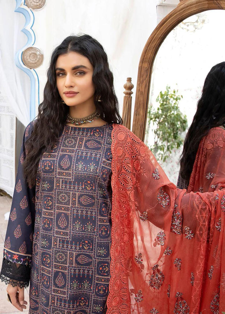 Aalaya Printed Lawn Suits Unstitched 3 Piece ALY22PL D-09 - Premium Collection