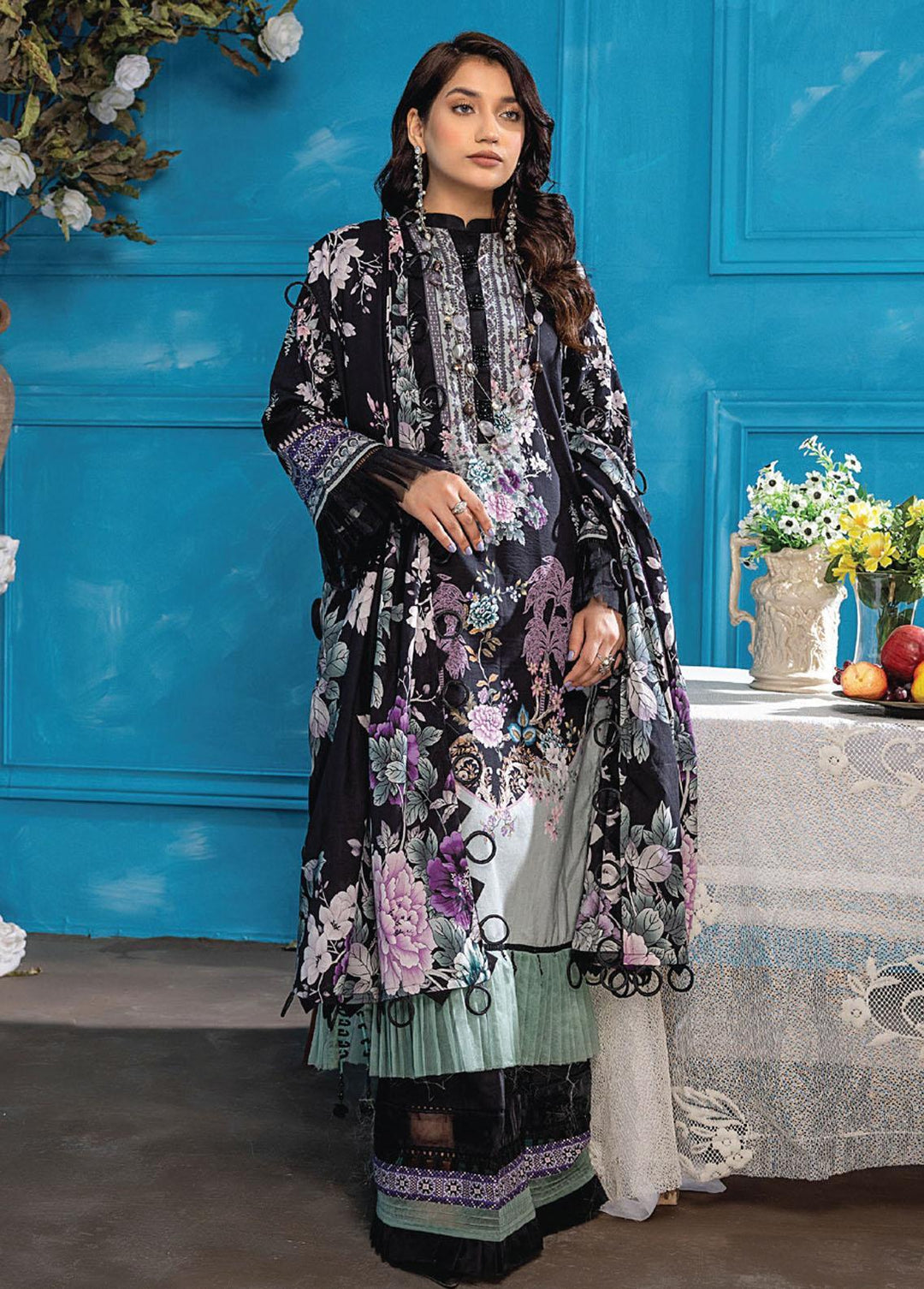 Aangan By Humdum Printed Lawn Suits Unstitched 3 Piece HD23AL D-03 - Summer Collection