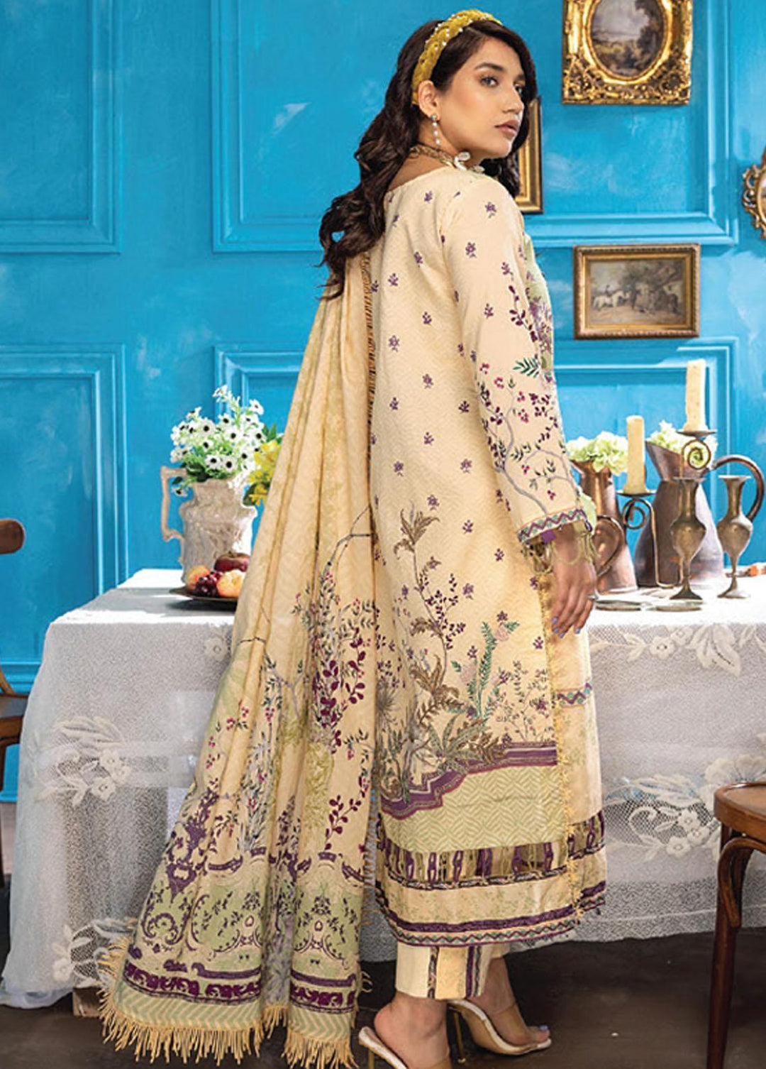 Aangan By Humdum Printed Lawn Suits Unstitched 3 Piece HD23AL D-04 - Summer Collection