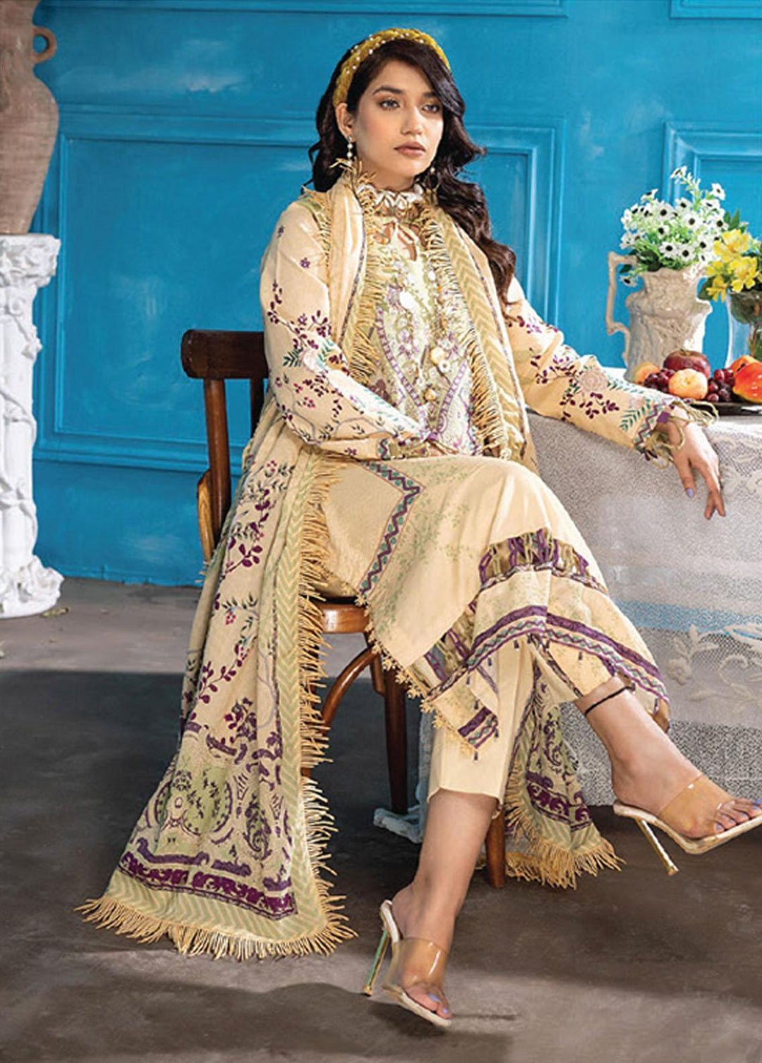 Aangan By Humdum Printed Lawn Suits Unstitched 3 Piece HD23AL D-04 - Summer Collection