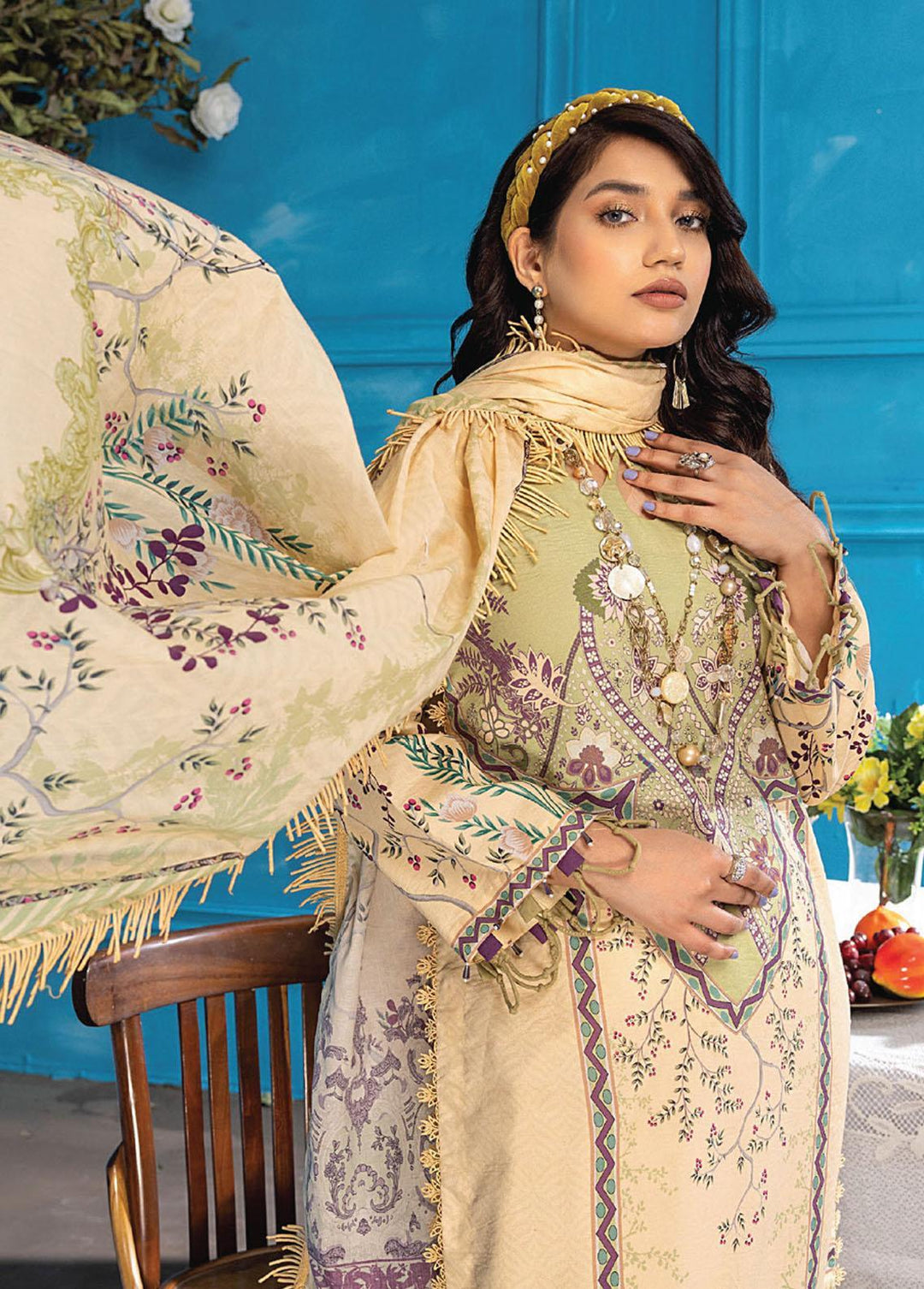 Aangan By Humdum Printed Lawn Suits Unstitched 3 Piece HD23AL D-04 - Summer Collection