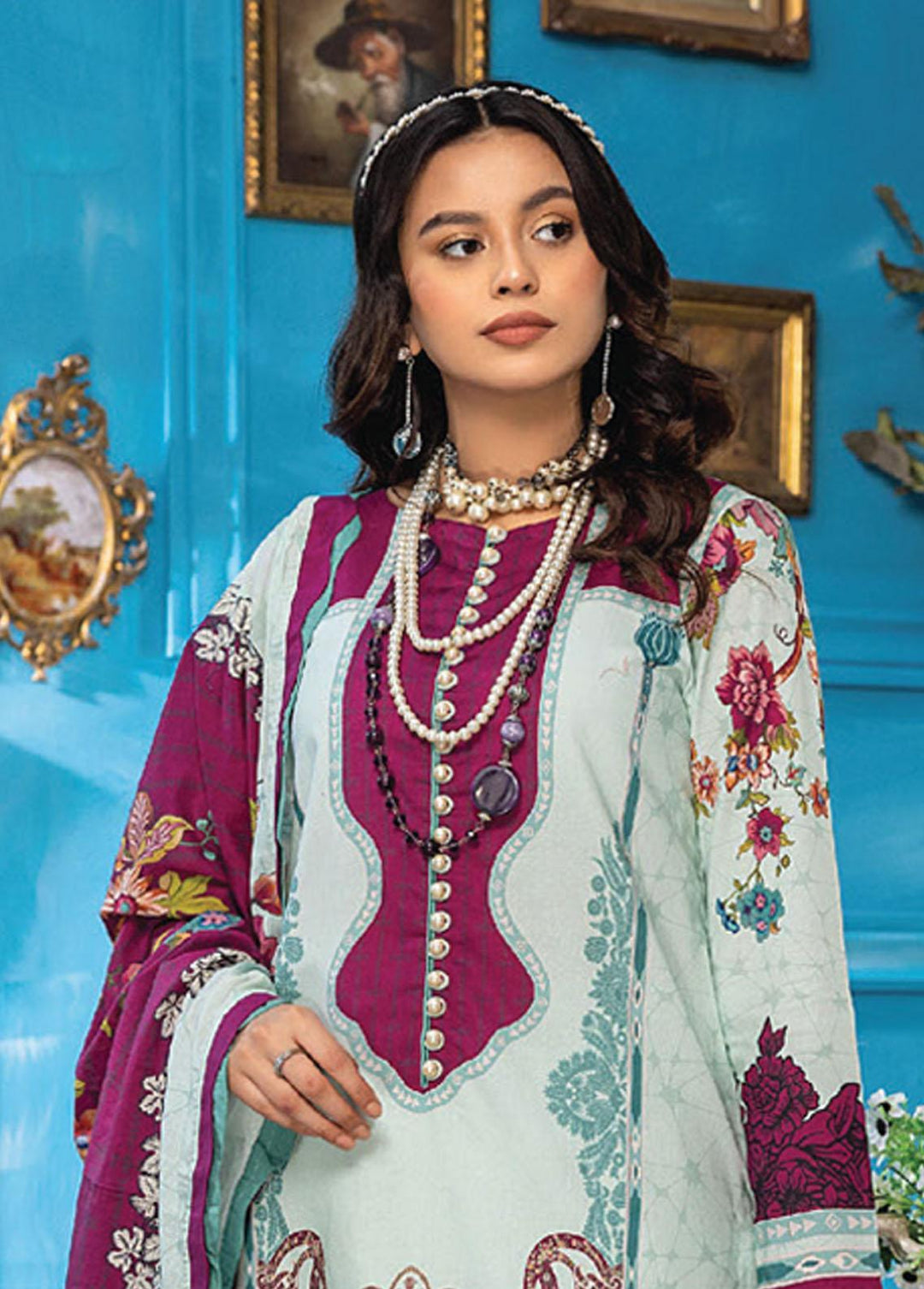 Aangan By Humdum Printed Lawn Suits Unstitched 3 Piece HD23AL D-05 - Summer Collection