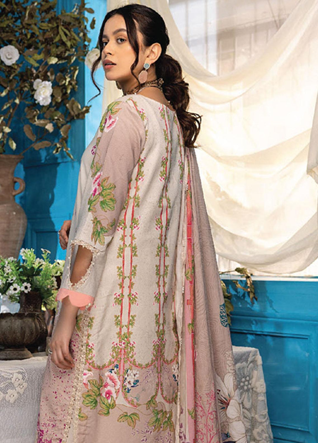 Aangan By Humdum Printed Lawn Suits Unstitched 3 Piece HD23AL D-07 - Summer Collection