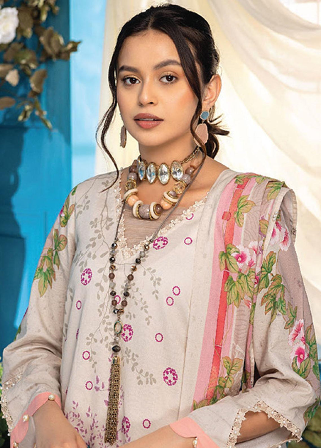 Aangan By Humdum Printed Lawn Suits Unstitched 3 Piece HD23AL D-07 - Summer Collection