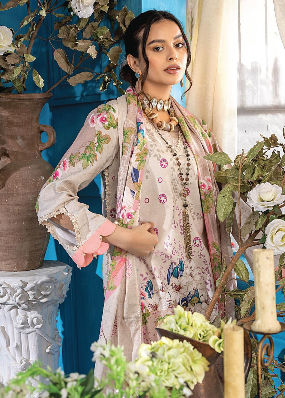 Aangan By Humdum Printed Lawn Suits Unstitched 3 Piece HD23AL D-07 - Summer Collection