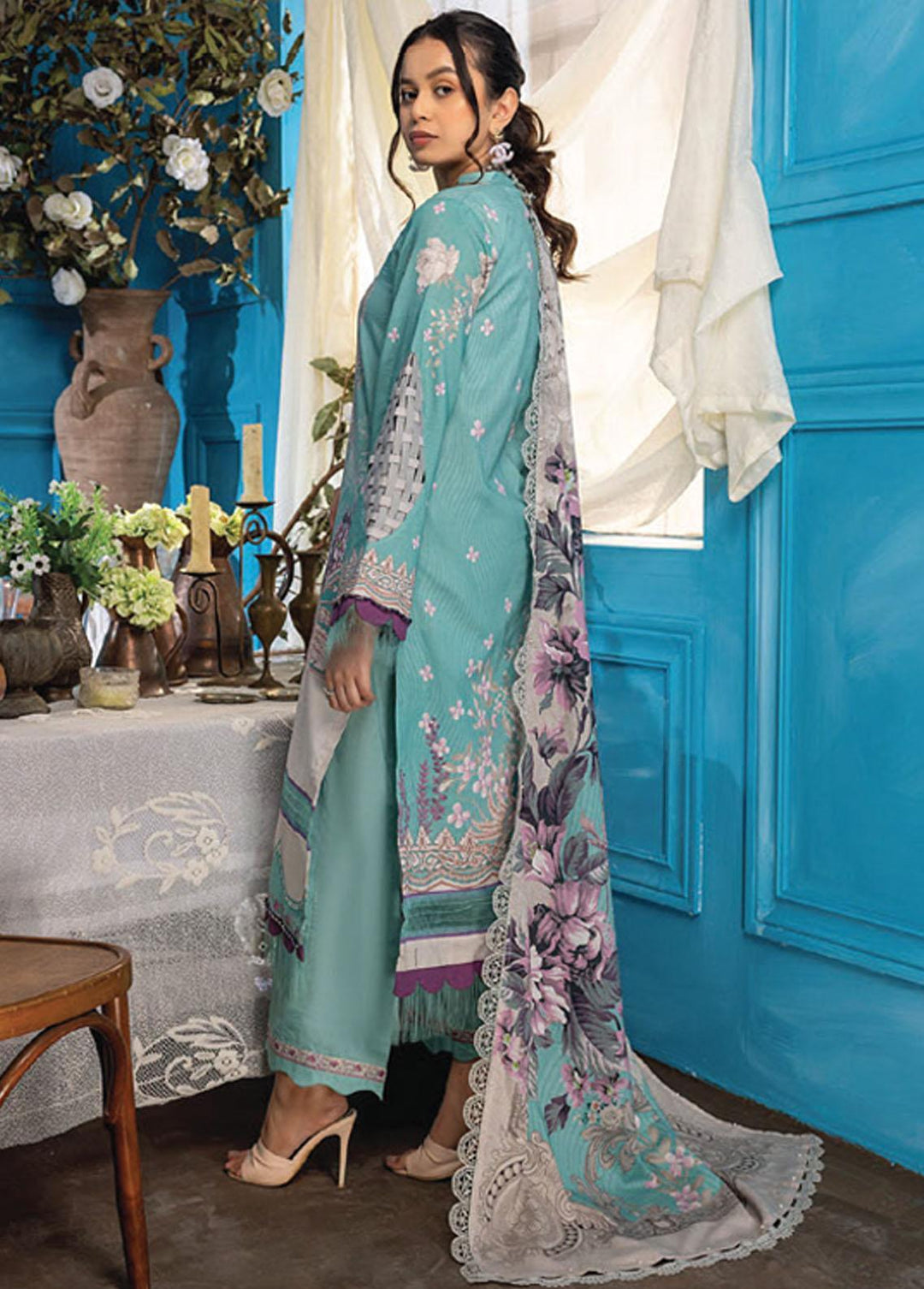 Aangan By Humdum Printed Lawn Suits Unstitched 3 Piece HD23AL D-08 - Summer Collection