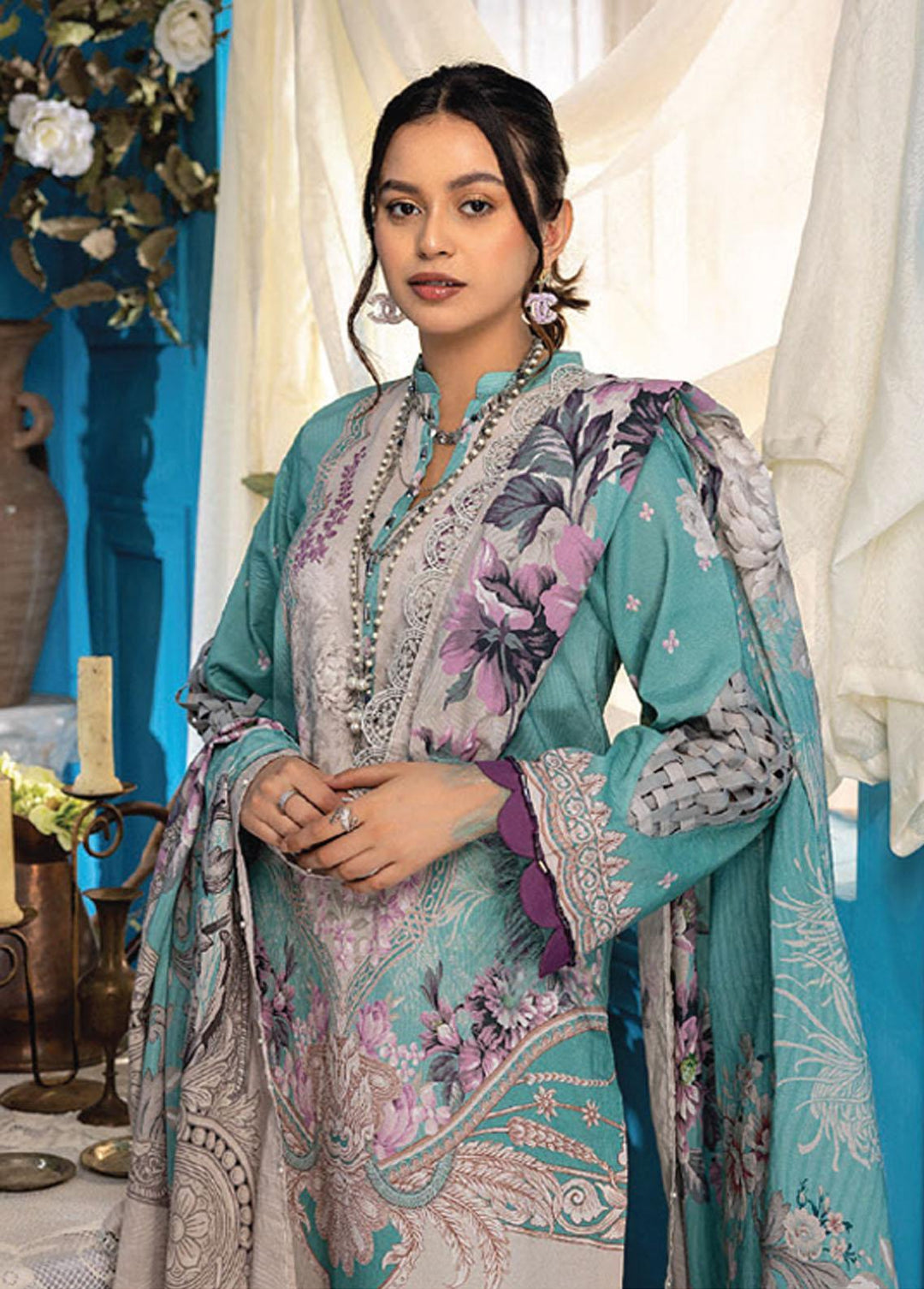 Aangan By Humdum Printed Lawn Suits Unstitched 3 Piece HD23AL D-08 - Summer Collection