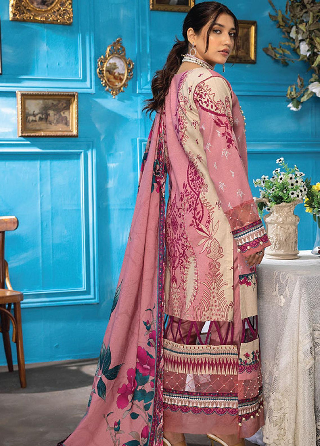 Aangan By Humdum Printed Lawn Suits Unstitched 3 Piece HD23AL D-09 - Summer Collection