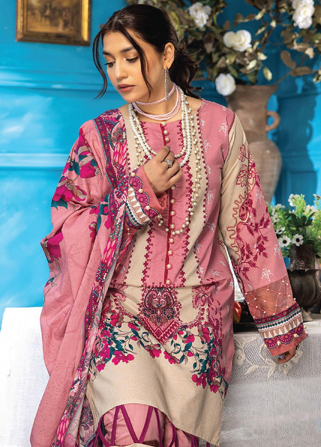 Aangan By Humdum Printed Lawn Suits Unstitched 3 Piece HD23AL D-09 - Summer Collection