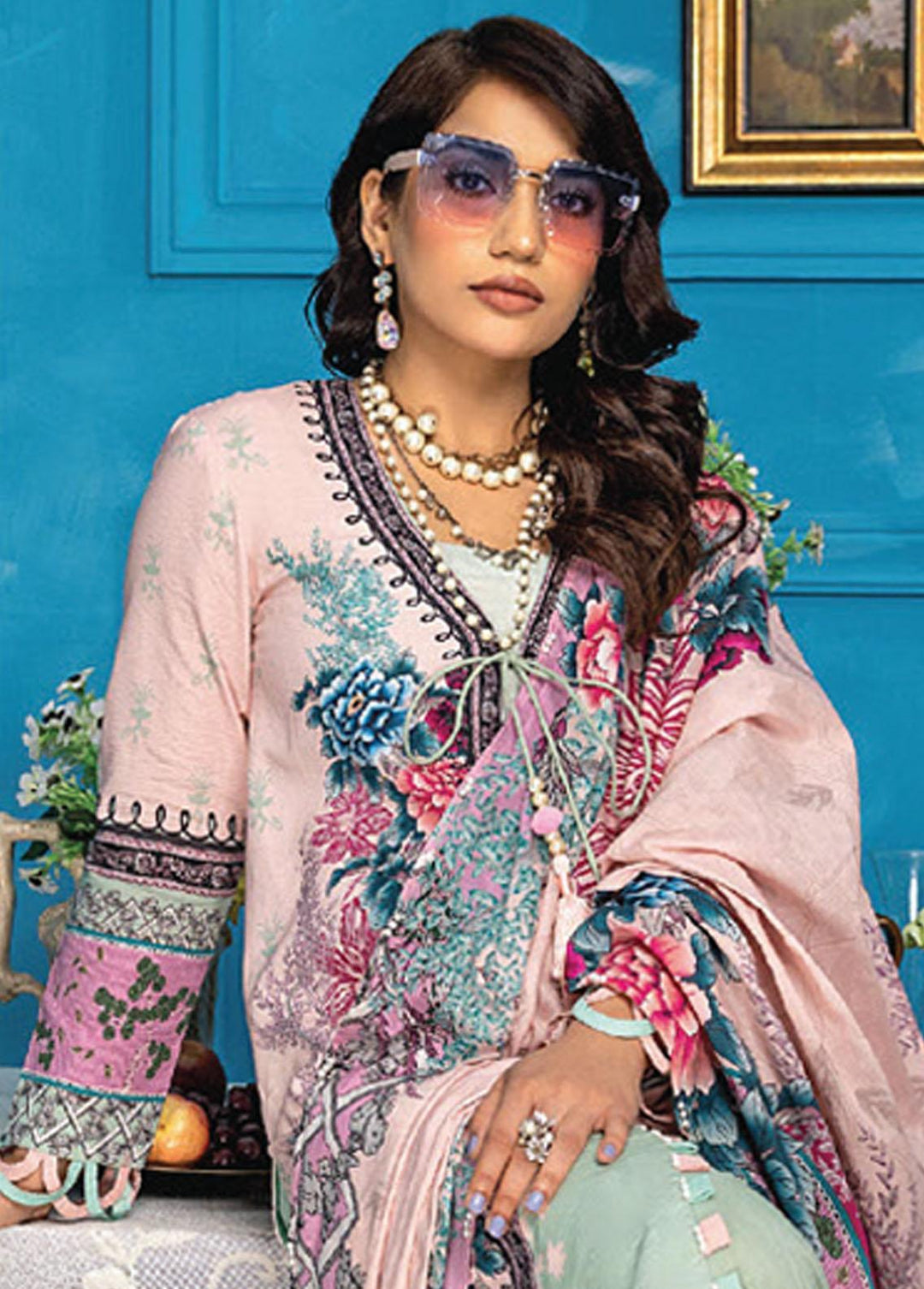 Aangan By Humdum Printed Lawn Suits Unstitched 3 Piece HD23AL D-10 - Summer Collection