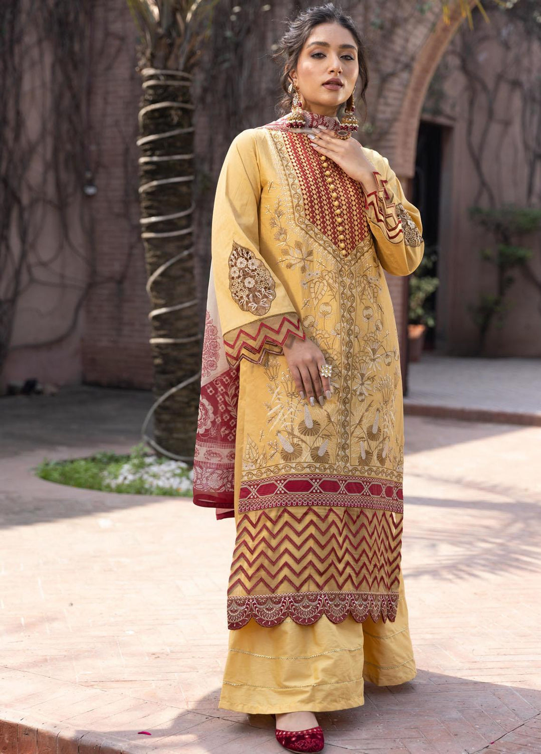 Aangan by Noorangi Embroidered Lawn Suits Unstitched 3 Piece NR22ANG Sadbarg - Luxury Collection