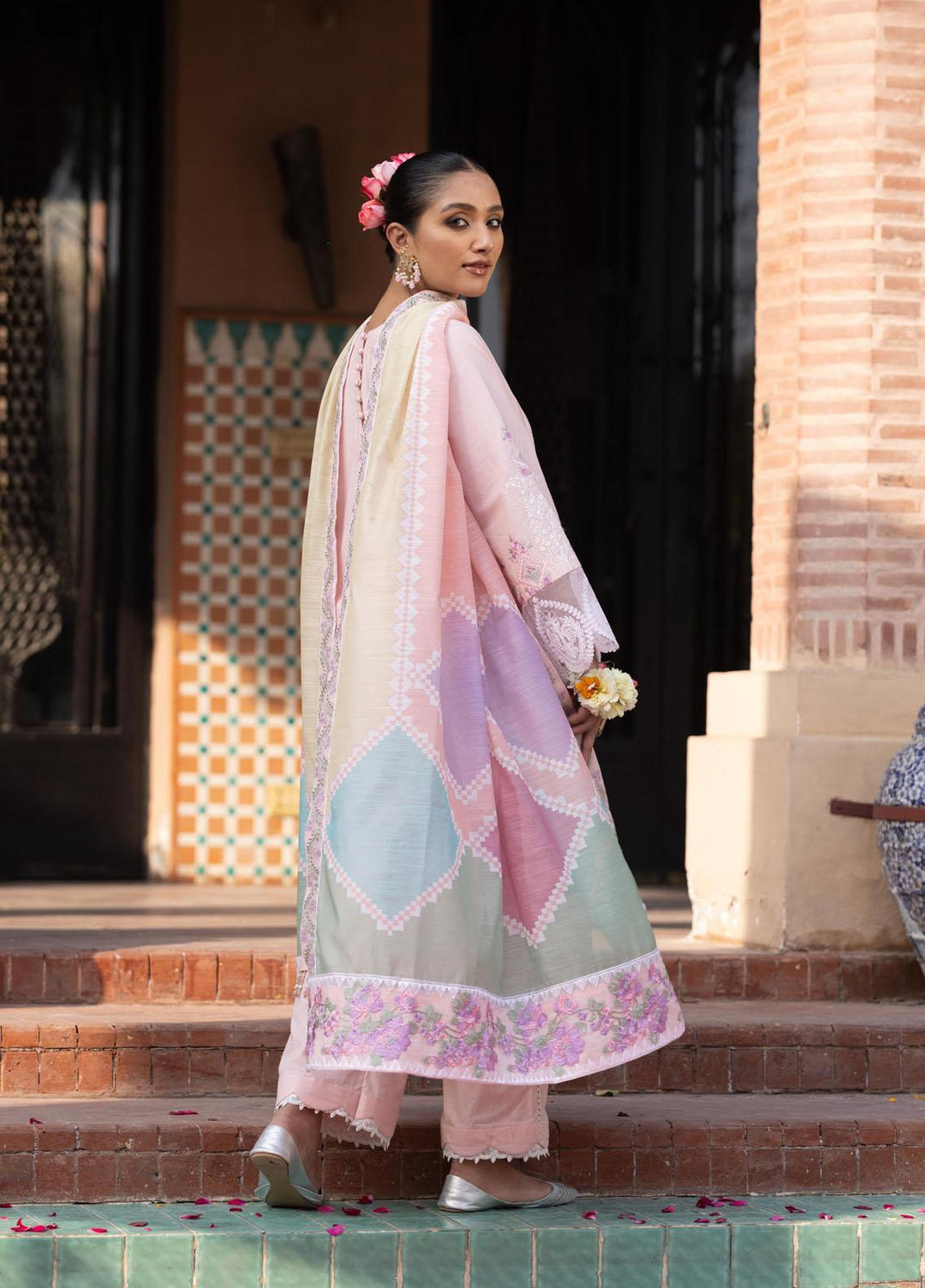 Aangan by Noorangi Embroidered Lawn Suits Unstitched 3 Piece NR22ANG Gull Lila - Luxury Collection