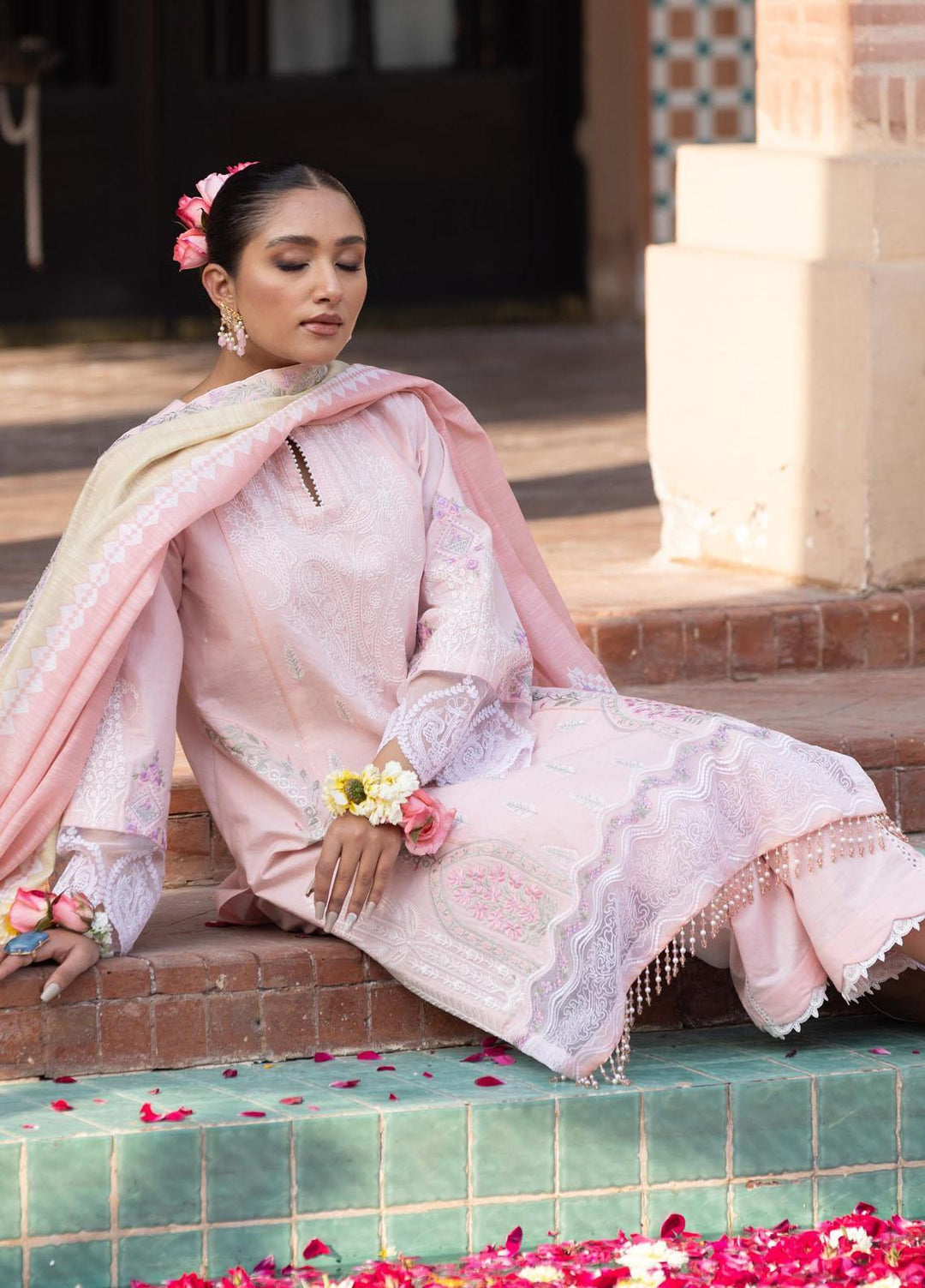 Aangan by Noorangi Embroidered Lawn Suits Unstitched 3 Piece NR22ANG Gull Lila - Luxury Collection