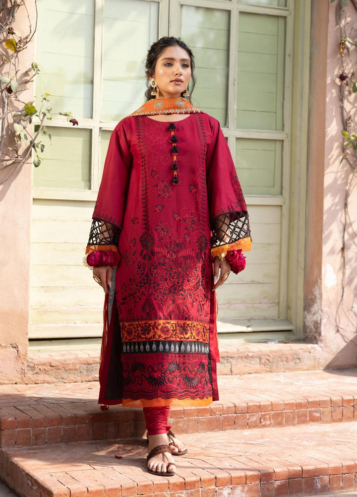 Aangan by Noorangi Embroidered Lawn Suits Unstitched 3 Piece NR22ANG Gulaab - Luxury Collection