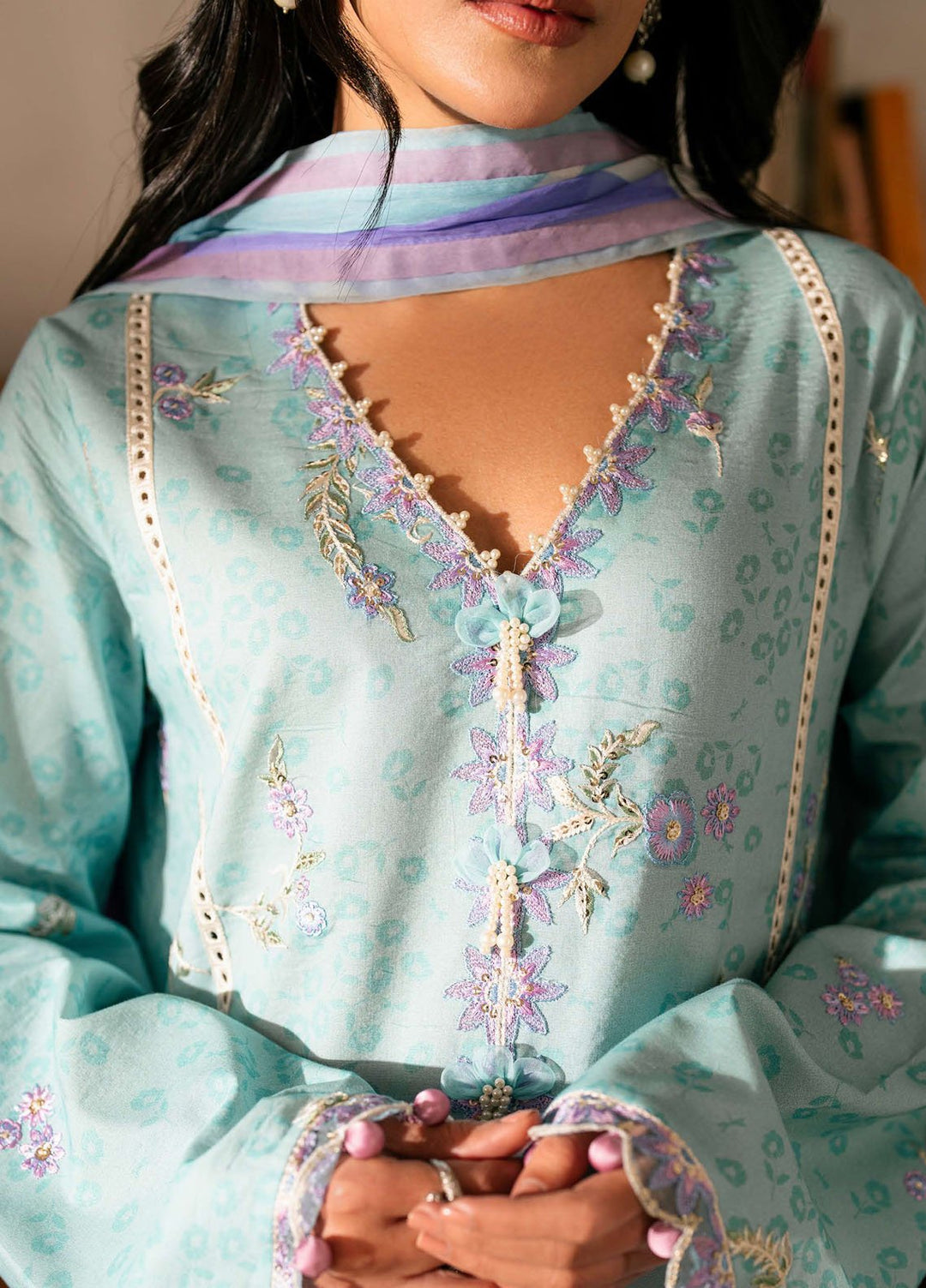 Aashiyana by Roheenaz Embroidered Lawn Suits Unstitched 3 Piece RN25AL RNZ-03 A Minal - Summer Collection