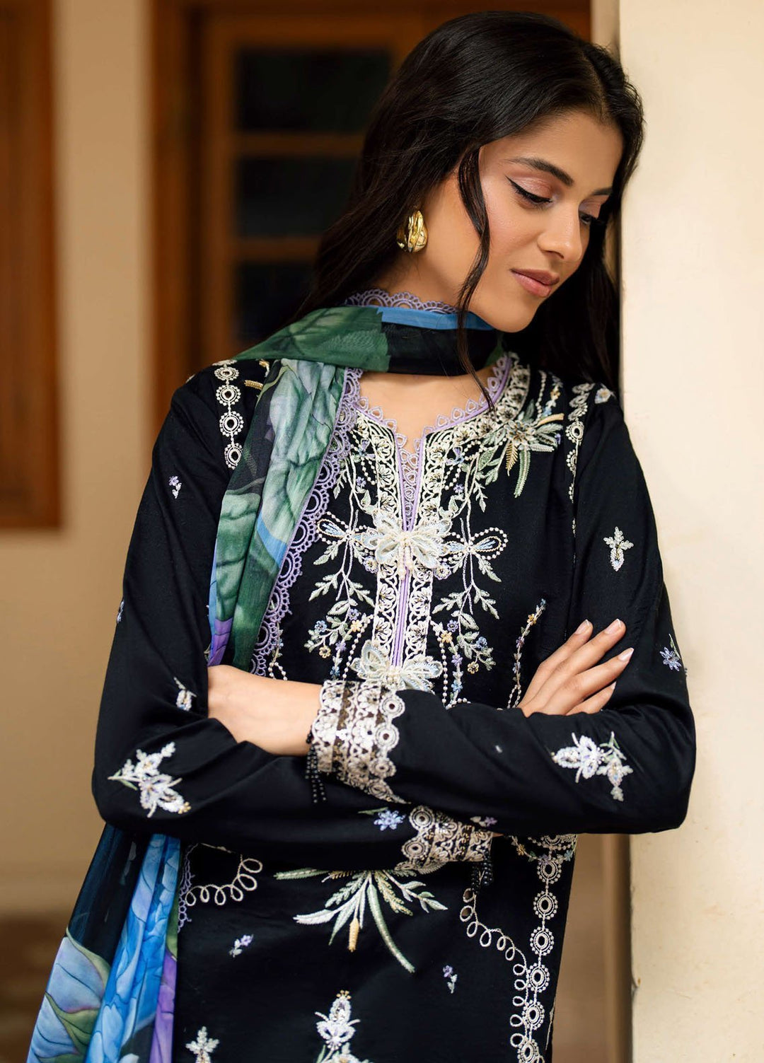 Aashiyana by Roheenaz Embroidered Lawn Suits Unstitched 3 Piece RN25AL RNZ-06 B Hania - Summer Collection