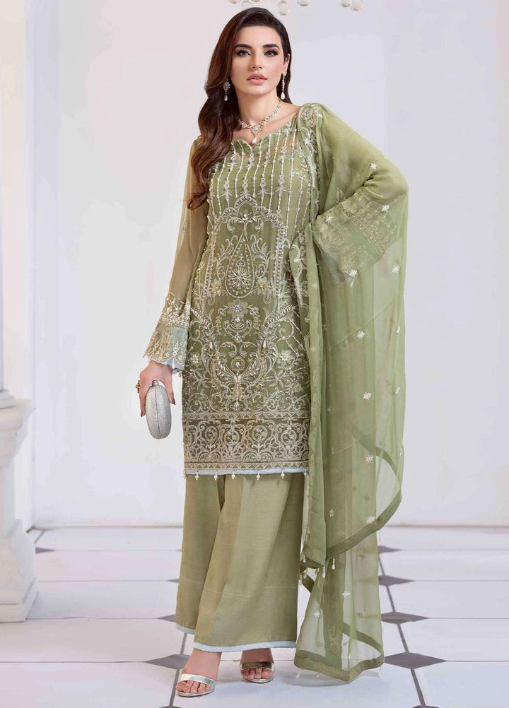 Aashna by Meeral Embroidered Chiffon Suits Unstitched 4 Piece MRL21A 01-AMARA - Luxury Collection