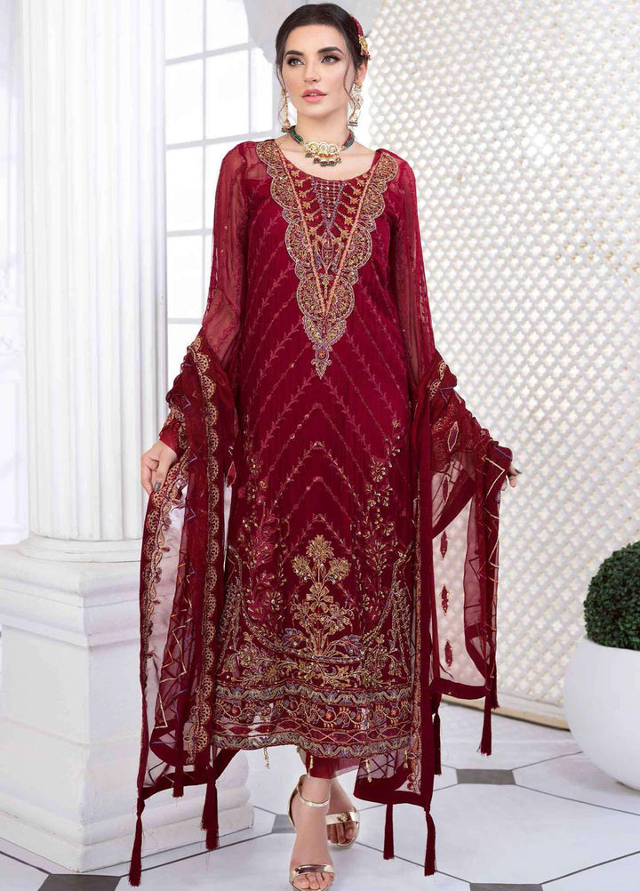Aashna by Meeral Embroidered Chiffon Suits Unstitched 4 Piece MRL21A 03-ELAHEH - Luxury Collection