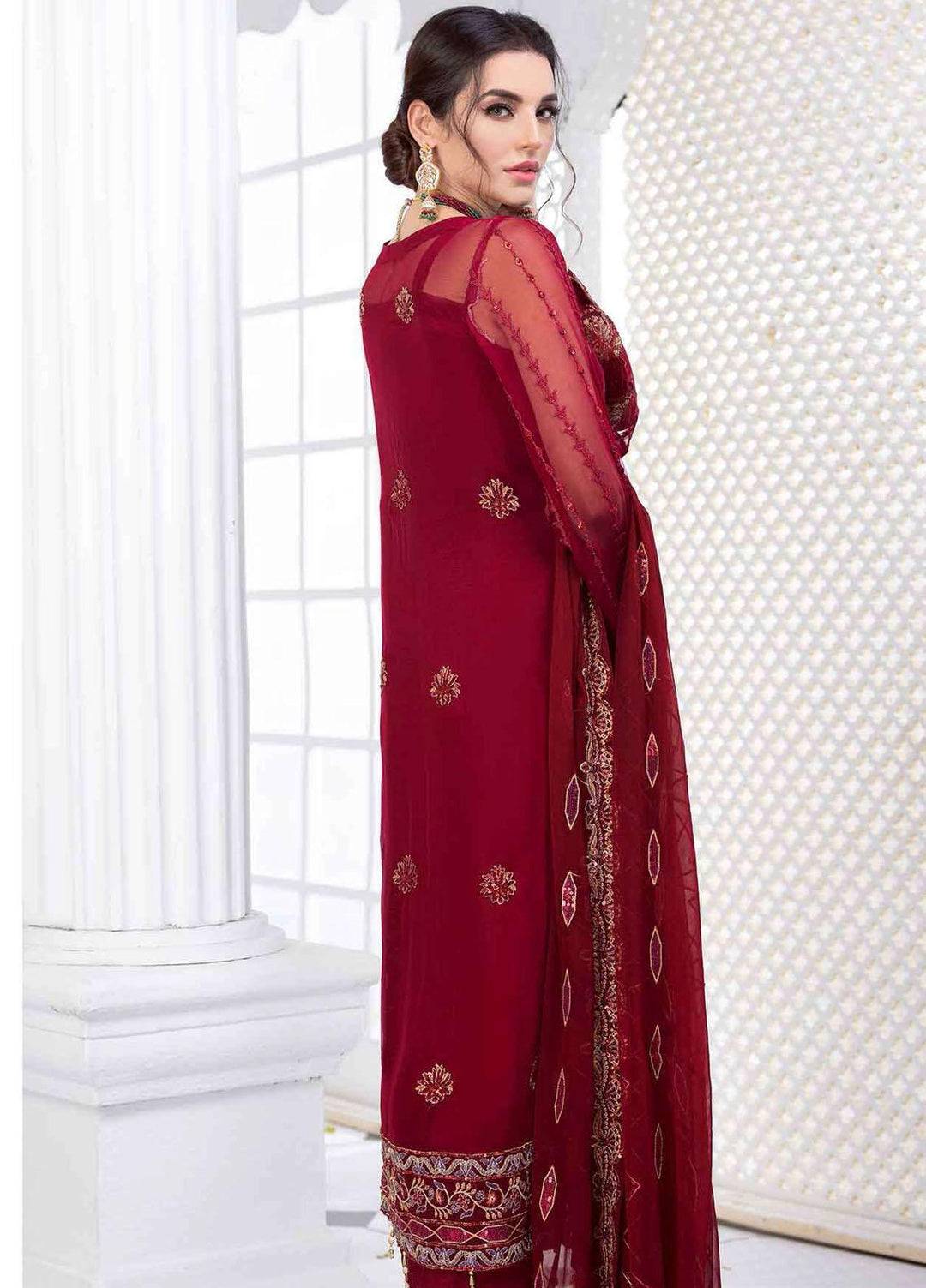Aashna by Meeral Embroidered Chiffon Suits Unstitched 4 Piece MRL21A 03-ELAHEH - Luxury Collection