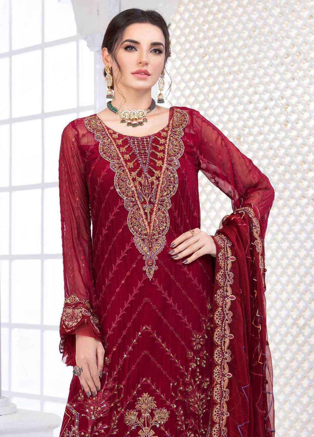 Aashna by Meeral Embroidered Chiffon Suits Unstitched 4 Piece MRL21A 03-ELAHEH - Luxury Collection