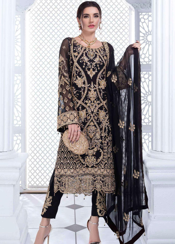 Aashna by Meeral Embroidered Chiffon Suits Unstitched 4 Piece MRL21A 04-NURAANI - Luxury Collection