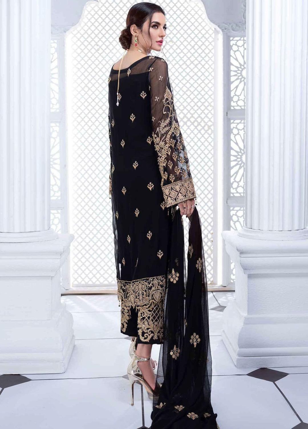 Aashna by Meeral Embroidered Chiffon Suits Unstitched 4 Piece MRL21A 04-NURAANI - Luxury Collection