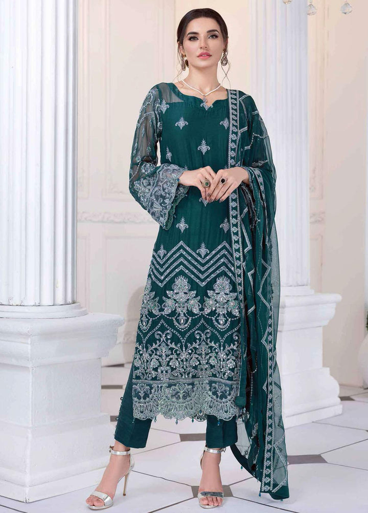 Aashna by Meeral Embroidered Chiffon Suits Unstitched 4 Piece MRL21A 06-DARIA - Luxury Collection